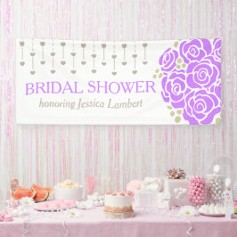 ブライダルシャワー結婚の紫のポシーの名幕 横断幕