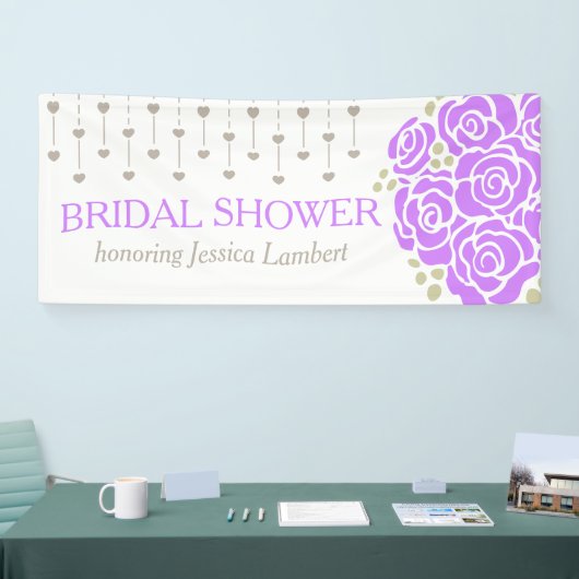ブライダルシャワー結婚の紫のポシーの名幕 横断幕 (トレードショー)