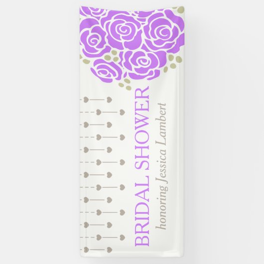 ブライダルシャワー結婚の紫のポシーの名幕 横断幕 (縦)
