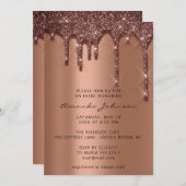 ブライダルシャワー結婚の誕生日ブラウンコッパー 招待状 (正面/裏面)