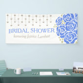 ブライダルシャワー結婚の青いポシーの名前バナー 横断幕 (トレードショー)