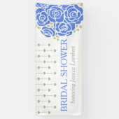 ブライダルシャワー結婚の青いポシーの名前バナー 横断幕 (縦)