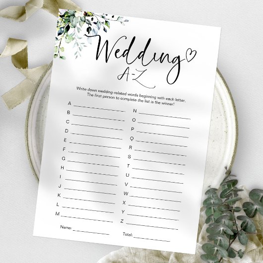 ブライダルシャワー結婚のA-Zゲーム 招待状