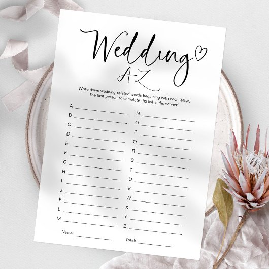 ブライダルシャワー結婚のA-Zゲーム 招待状