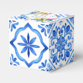 ブライダルシャワー結婚は青いタイルのレモンを好む フェイバーボックス (正面サイド)