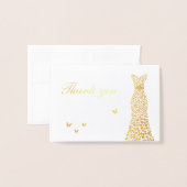 ブライダルシャワー結婚またはドレスありがとう 箔カード (封筒付き正面)