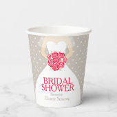 ブライダルシャワー結婚ズのドレス赤バラ紙カップ 紙コップ (裏面)