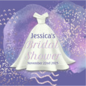 ブライダルシャワー結婚ズガウンパープル&バラ金ゴールドグラム シール (正面)