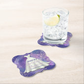 ブライダルシャワー結婚ズガウンパープル&バラ金ゴールドグラム ペーパーコースター (インサイチュ)