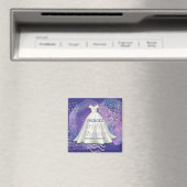 ブライダルシャワー結婚ズガウンパープル&バラ金ゴールドグラム マグネット (インサイチュ (食洗機))