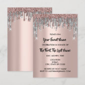ブライダルシャワー結婚ズスウィート16thバラグリッタードリップ 招待状 (正面/裏面)