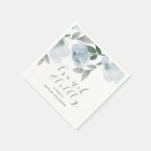 ブライダルシャワー結婚ズダスティブルーウォーターフローラ スタンダードカクテルナプキン (角)