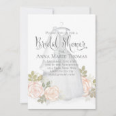 ブライダルシャワー結婚ズドレスエレガント赤面フローラ 招待状 (正面)