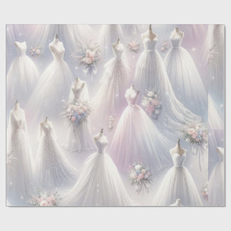 ブライダルシャワー結婚ズドレスパステルグリッターライト ラッピングペーパー