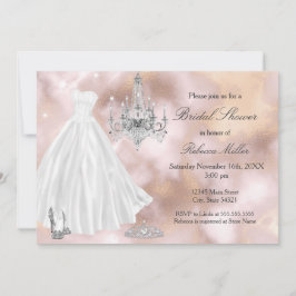 ブライダルシャワー結婚ズドレスベージュマーブルホワイト 招待状