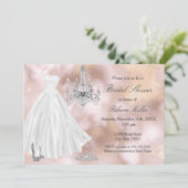 ブライダルシャワー結婚ズドレスベージュマーブルホワイト 招待状 (スタンド正面)