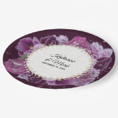 ブライダルシャワー結婚ズバイオレットパープルフローラリース ペーパープレート (アングル)