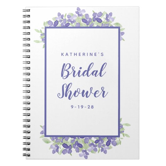 ブライダルシャワー結婚ズPeriwinkle水彩フローラ ノートブック (正面)