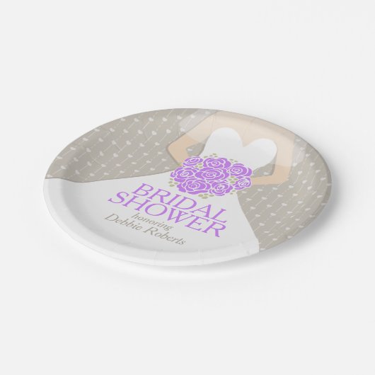 ブライダルシャワー結婚ドレスカスタム紙プレート ペーパープレート (アングル)