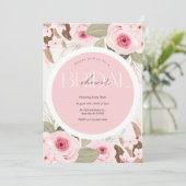 ブライダルシャワー結婚ピンクフローラ 招待状 (スタンド正面)