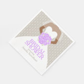 ブライダルシャワー結婚ホワイトのドレス紫バラ スタンダードランチョンナプキン (角)