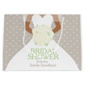 ブライダルシャワー結婚ホワイトのドレス ラージペーパーバッグ (正面)