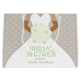 ブライダルシャワー結婚ホワイトのドレス ラージペーパーバッグ