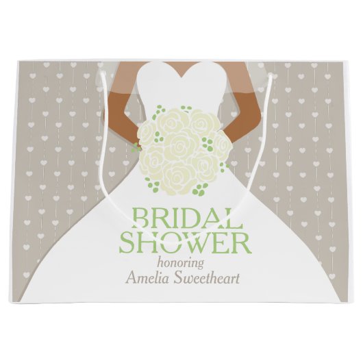 ブライダルシャワー結婚ホワイトのドレス ラージペーパーバッグ (正面)