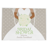 ブライダルシャワー結婚ホワイトのドレス ラージペーパーバッグ (裏面)