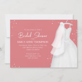 ブライダルシャワー結婚花嫁ヴィンテージガウンQRコード 招待状 (正面)