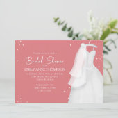 ブライダルシャワー結婚花嫁ヴィンテージガウンQRコード 招待状 (スタンド正面)