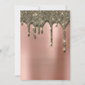 ブライダルシャワー結婚誕生日バラ金ゴールドドリップ 招待状 (裏面)