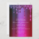 ブライダルシャワー結婚誕生日ピンクパープルドリップ 招待状 (正面)