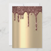 ブライダルシャワー結婚誕生日金ゴールドグリティードリップ 招待状 (裏面)