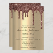 ブライダルシャワー結婚誕生日金ゴールドグリティードリップ 招待状 (正面/裏面)