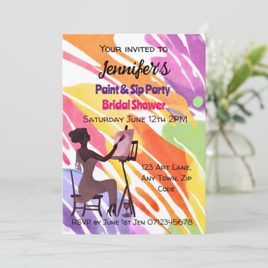 ブライダルシャワー絵を描とSIPパーティー 招待状 (スタンド正面)