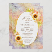 ブライダルシャワー絵を描金ゴールドフローラ 招待状 (正面/裏面)