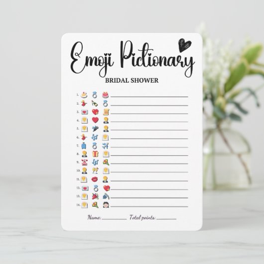 ブライダルシャワー絵文字ゲーエレガントムモダン 招待状 (スタンド正面)