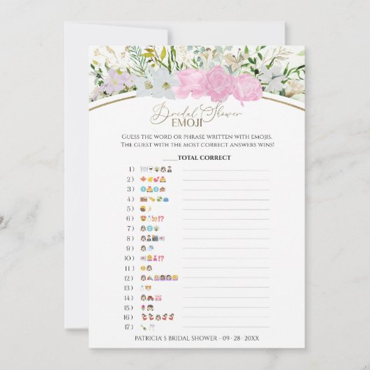 ブライダルシャワー絵文字ワイルドフラワーカード 招待状 (正面)