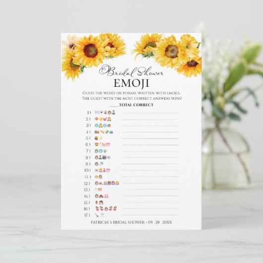 ブライダルシャワー絵文字 | 秋フローラ絵文字カード 招待状 (スタンド正面)