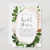 ブライダルシャワー緑のバラ金ゴールド 招待状 (正面)