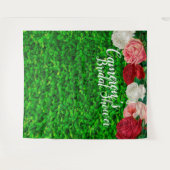 ブライダルシャワー緑色写真ブース背景 タペストリー (正面(横))