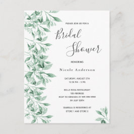 ブライダルシャワー緑色植物招待脚本 ポストカード