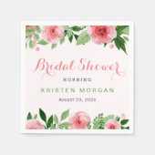 ブライダルシャワー美しい水彩バラ花 スタンダードカクテルナプキン (正面)