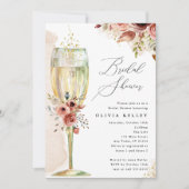 ブライダルシャワー自然フローラシャンパンガラス 招待状 (正面)
