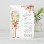 ブライダルシャワー自然フローラシャンパンガラス 招待状 (スタンド正面)