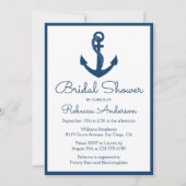 ブライダルシャワー航海のいかりネイビーブルー結婚ズ 招待状 (正面)