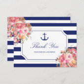 ブライダルシャワー航海のいかりブルーサンキュー サンキューカード (正面/裏面)
