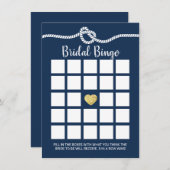 ブライダルシャワー航海のビンゴゲームネイビーブルー 招待状 (正面/裏面)