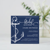 ブライダルシャワー航海のホワイトいかりネイビー 招待状 (スタンド正面)
